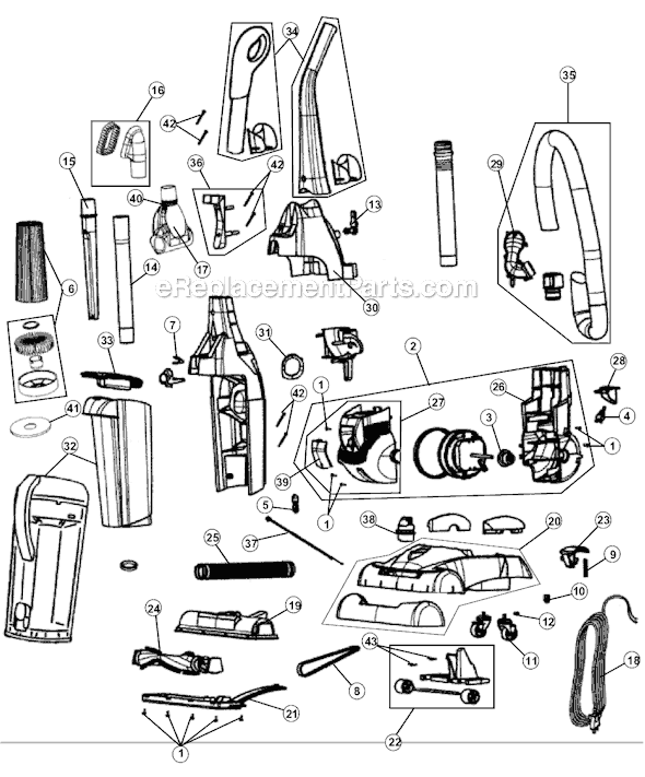 Page A Diagram and Parts List for M088800  Dirt Devil Upright Vacuum